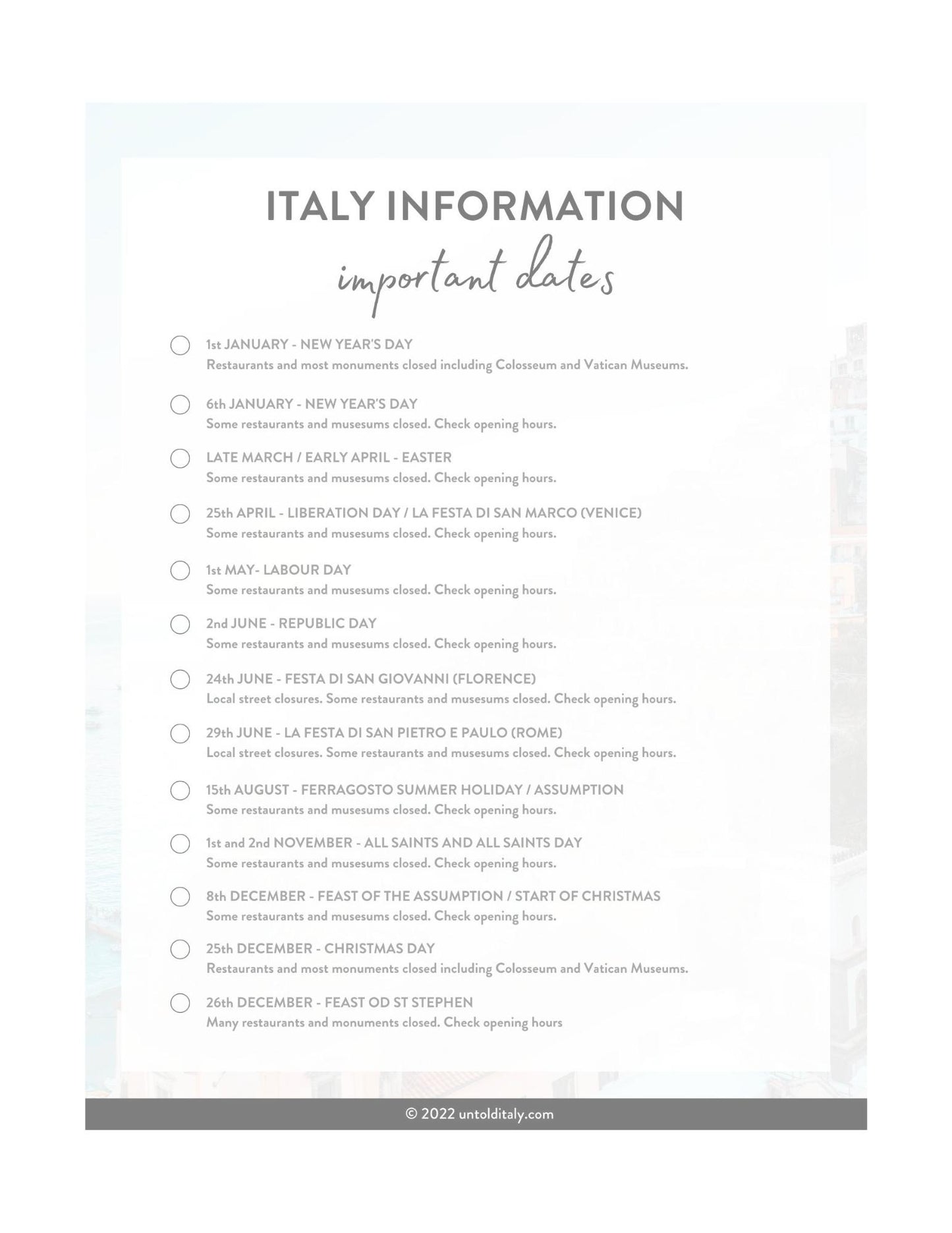 Ultimate Italy Travel Planner 2025 Edition